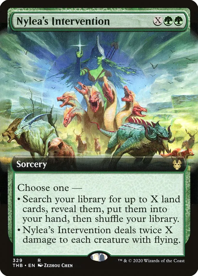 2020 Theros Beyond Death Nylea's Intervention rare #329 rare card image