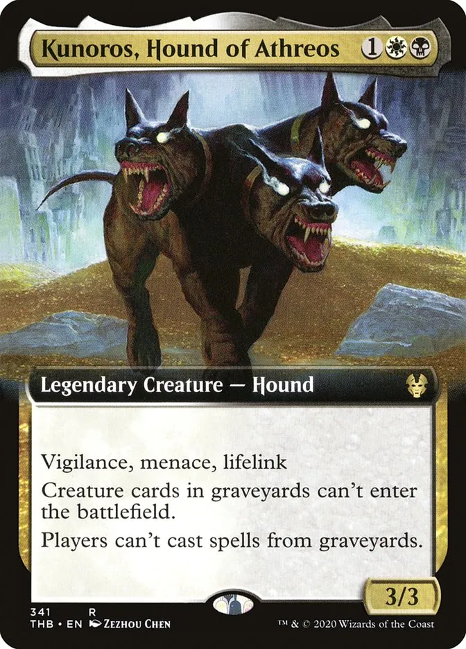 2020 Theros Beyond Death Kunoros, Hound of Athreos rare #341 rare card image