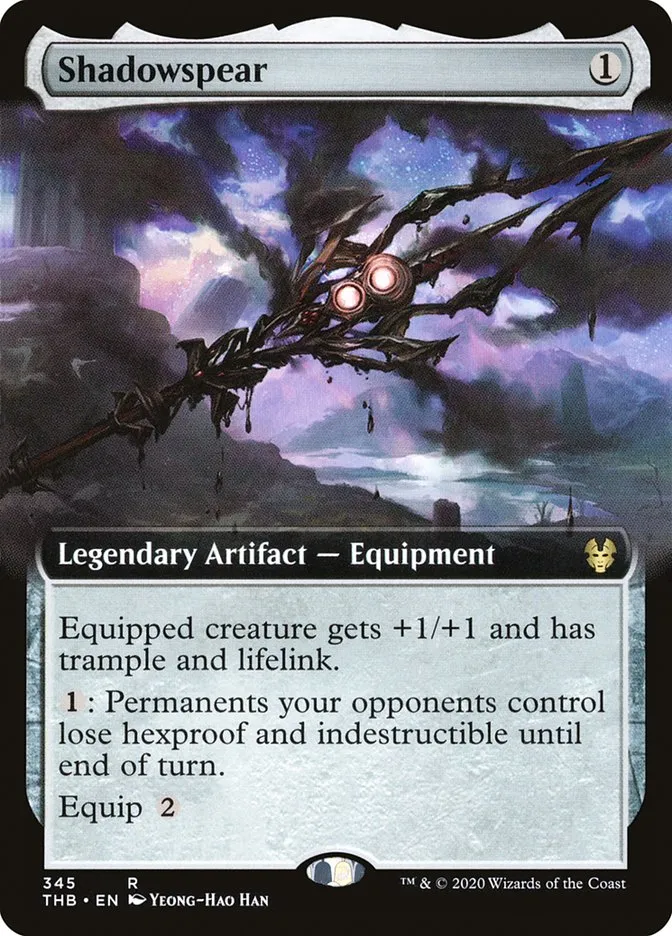 2020 Theros Beyond Death Shadowspear [Extended Art Foil] rare #345 rare card image