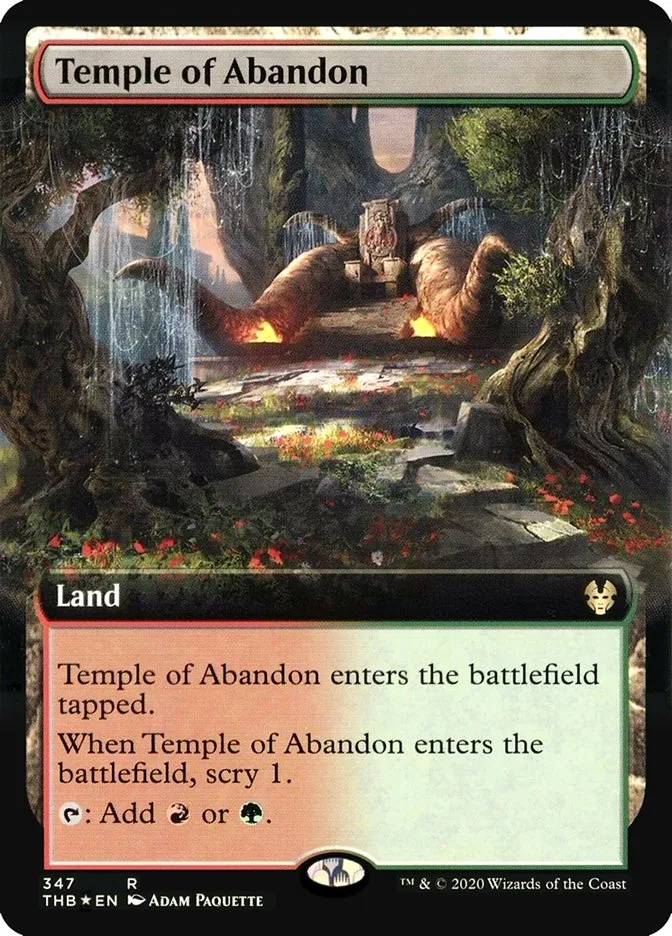 2020 Theros Beyond Death Temple of Abandon rare #347 rare card image