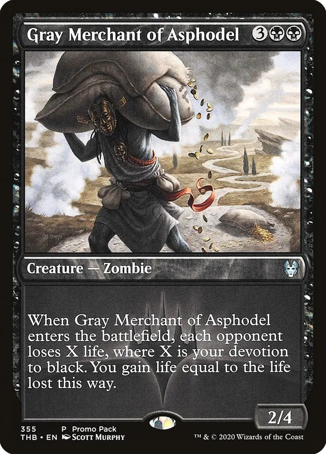 2020 Theros Beyond Death Gray Merchant of Asphodel [Promo] uncommon #355 uncommon card image