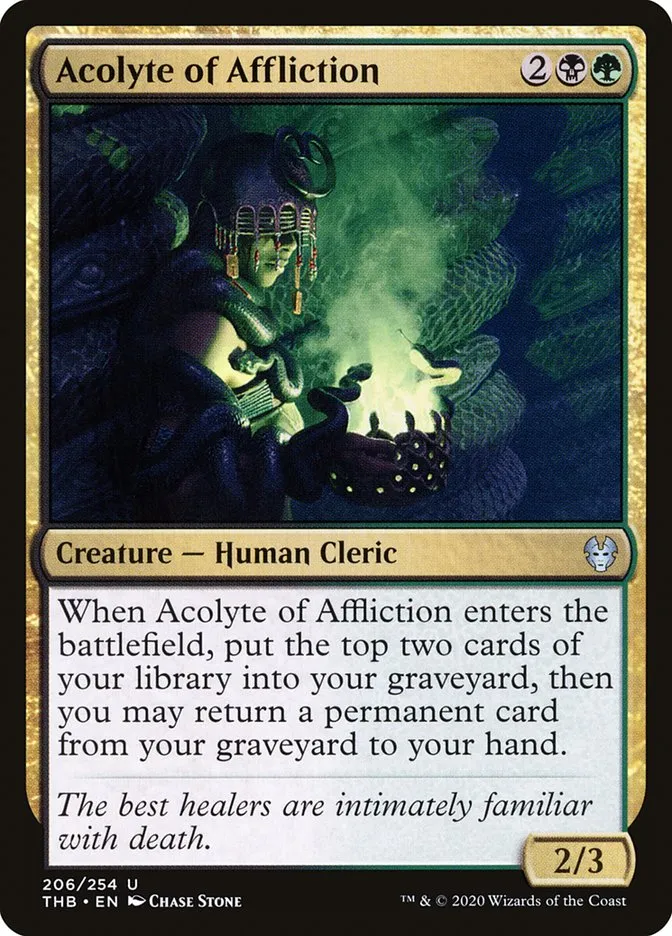 2020 Theros Beyond Death Acolyte of Affliction #206 uncommon card image