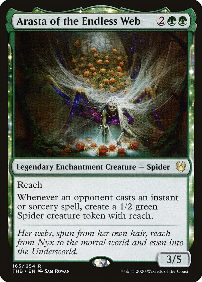 2020 Theros Beyond Death Arasta of the Endless Web rare #165 rare card image