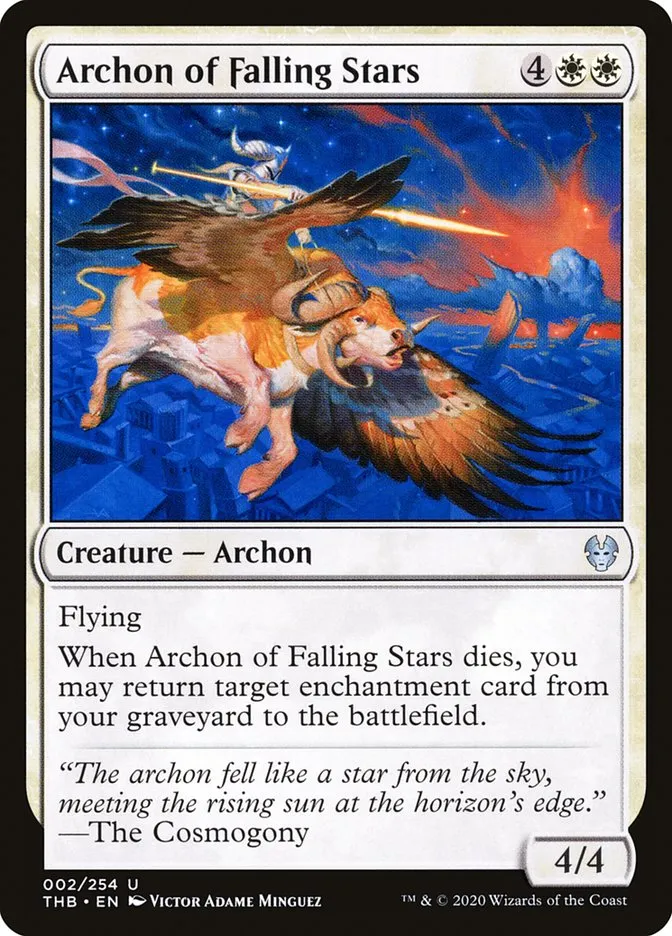 2020 Theros Beyond Death Archon of Falling Stars uncommon #2 uncommon card image