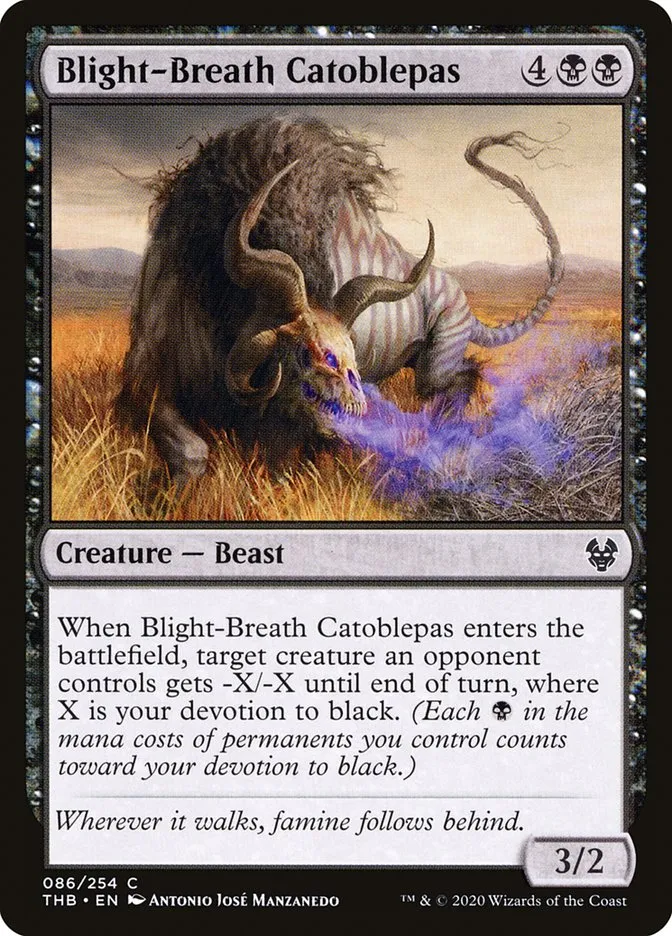 2020 Theros Beyond Death Blight-Breath Catoblepas common #86 common card image