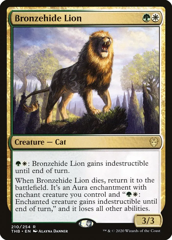 2020 Theros Beyond Death Bronzehide Lion rare #210 rare card image