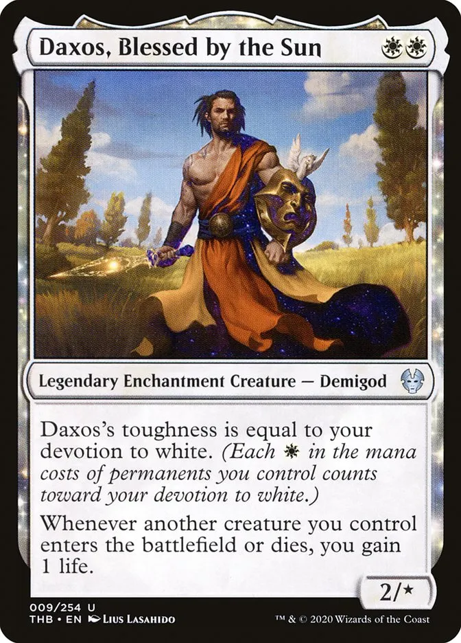 2020 Theros Beyond Death Daxos, Blessed by the Sun uncommon #9 uncommon card image