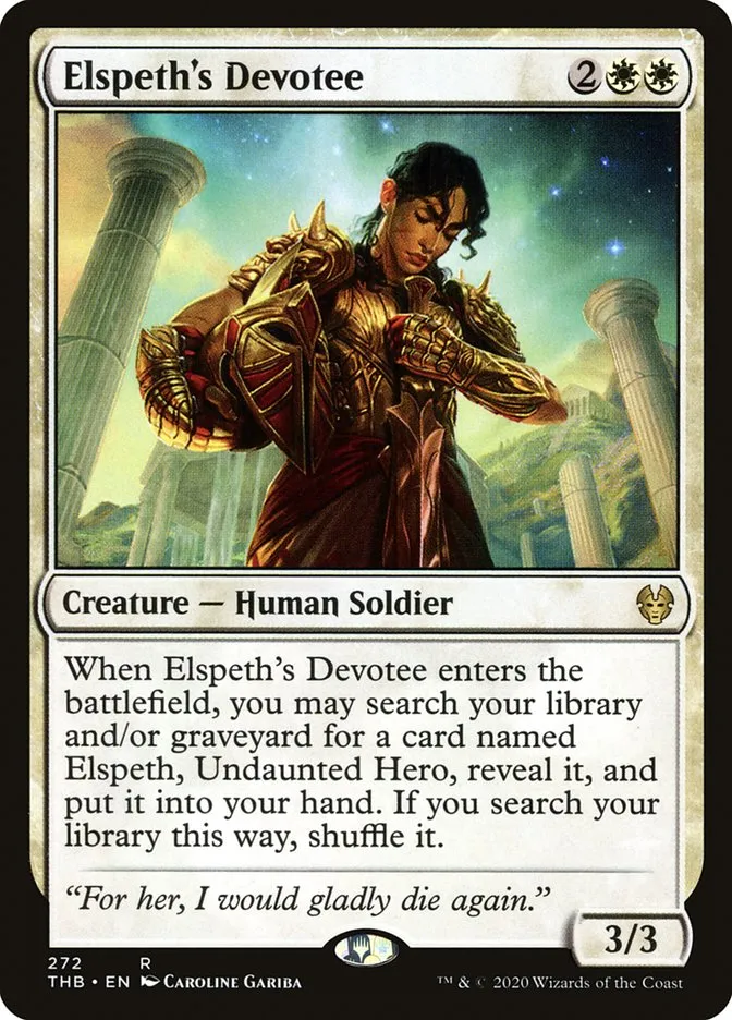 2020 Theros Beyond Death Elspeth's Devotee #272 rare card image