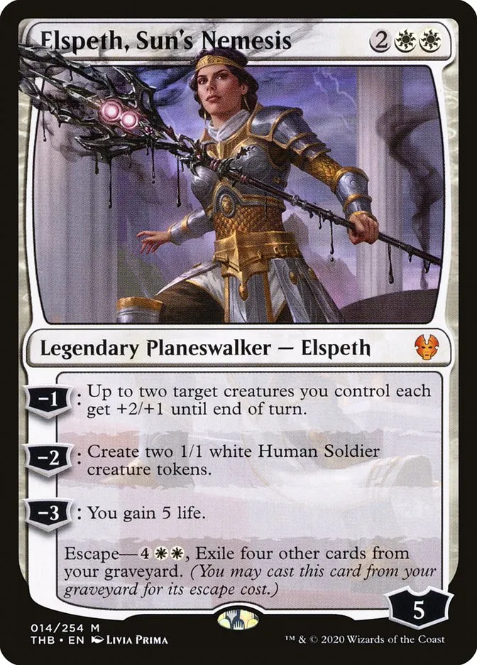 2020 Theros Beyond Death Elspeth, Sun's Nemesis mythic #14 mythic card image