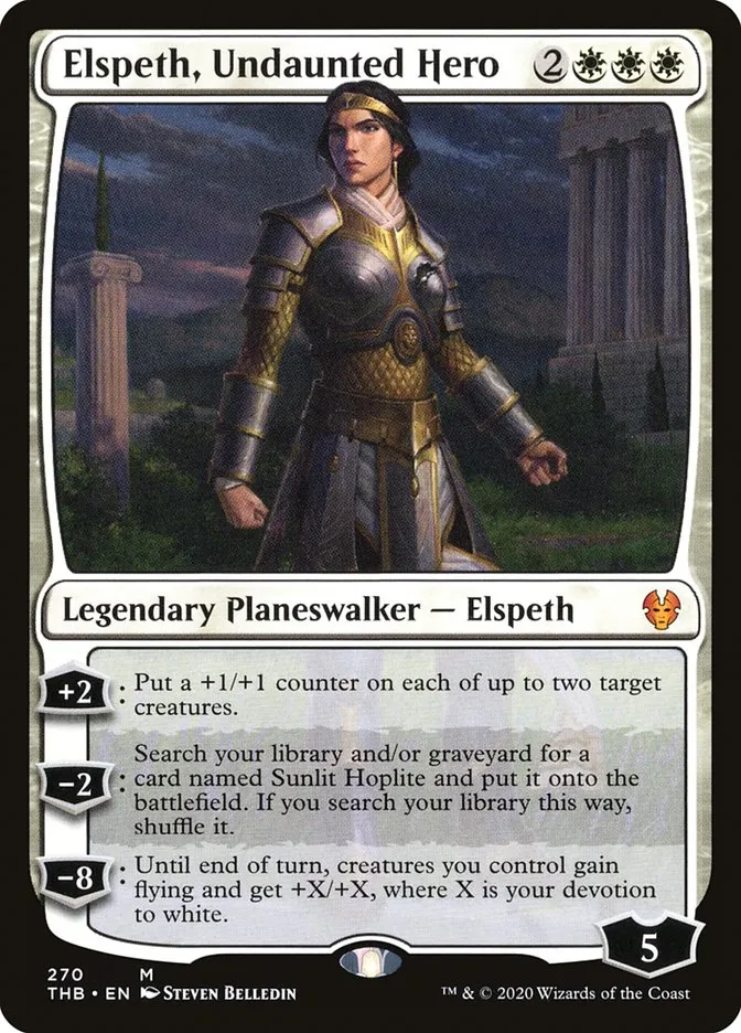 2020 Theros Beyond Death Elspeth, Undaunted Hero #270 mythic card image