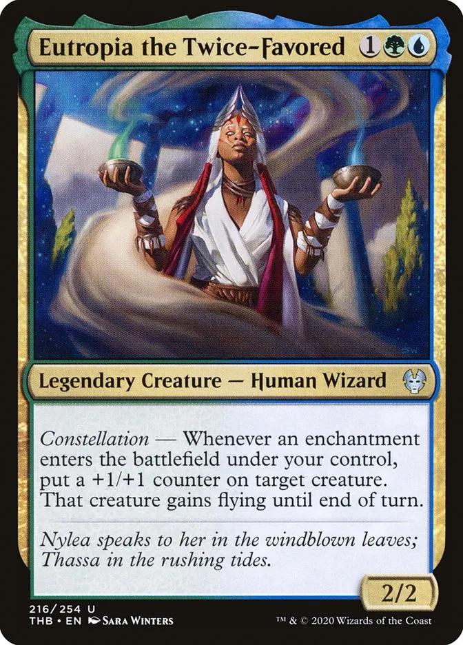 2020 Theros Beyond Death Eutropia the Twice-Favored #216 uncommon card image