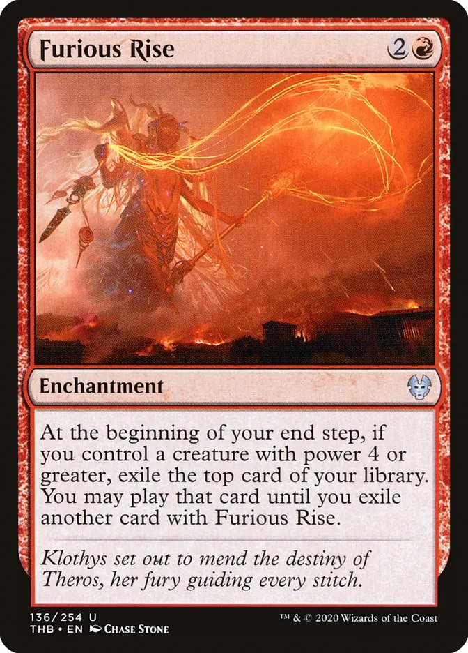 2020 Theros Beyond Death Furious Rise #136 uncommon card image