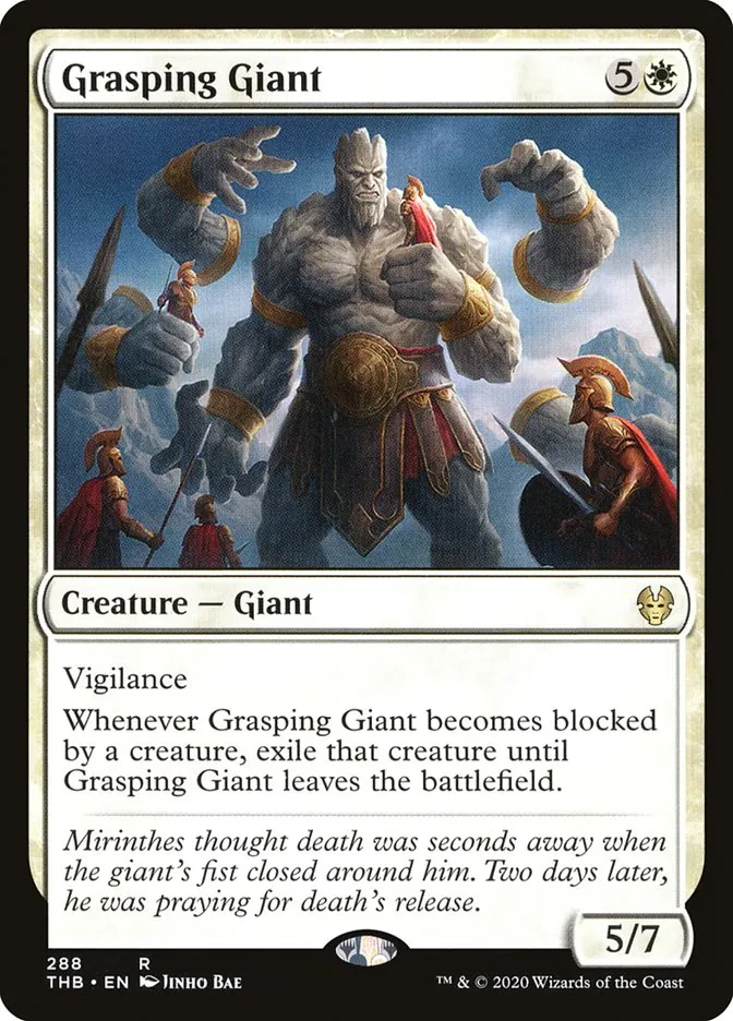 2020 Theros Beyond Death Grasping Giant #288 rare card image