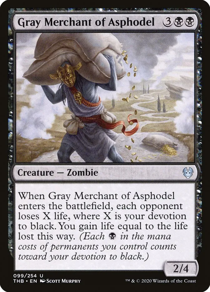 2020 Theros Beyond Death Gray Merchant of Asphodel uncommon #99 uncommon card image