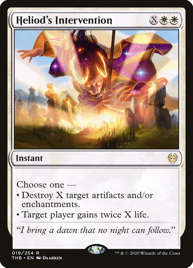2020 Theros Beyond Death Heliod's Intervention rare #19 rare card image