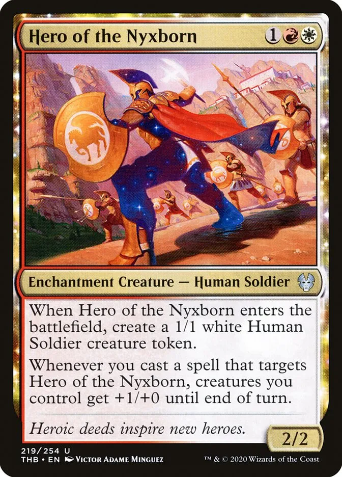 2020 Theros Beyond Death Hero of the Nyxborn #219 uncommon card image