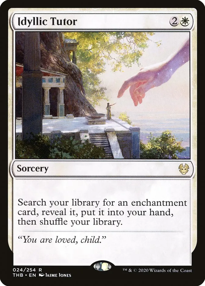 2020 Theros Beyond Death Idyllic Tutor rare #24 rare card image