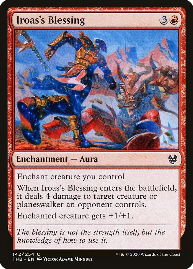 2020 Theros Beyond Death Iroas's Blessing common #142 common card image