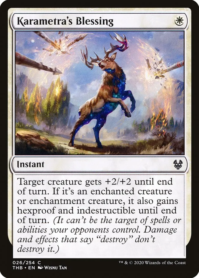 2020 Theros Beyond Death Karametra's Blessing common #26 common card image