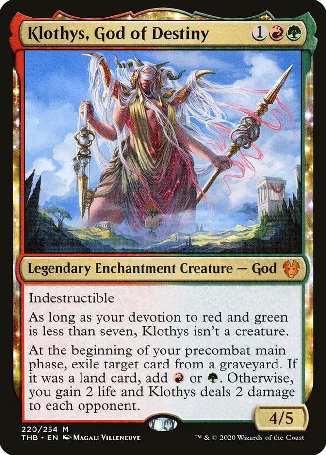 2020 Theros Beyond Death Klothys, God of Destiny #220 mythic card image