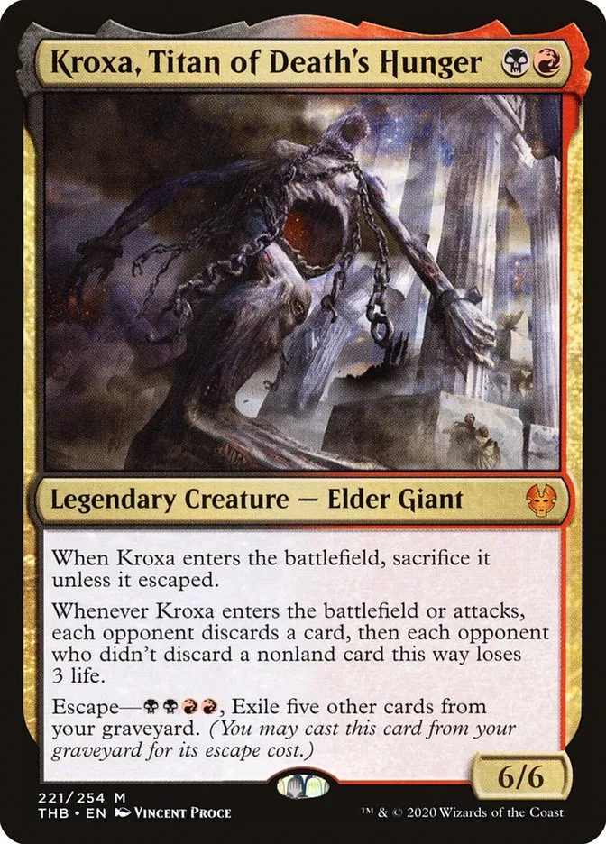 2020 Theros Beyond Death Kroxa, Titan of Death's Hunger #221 mythic card image