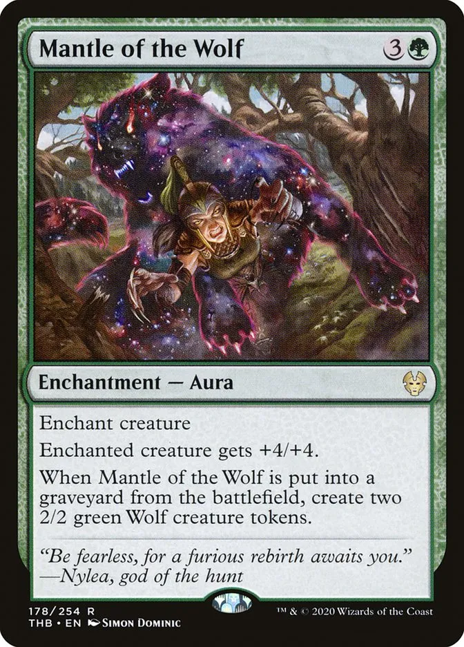 2020 Theros Beyond Death Mantle of the Wolf #178 rare card image