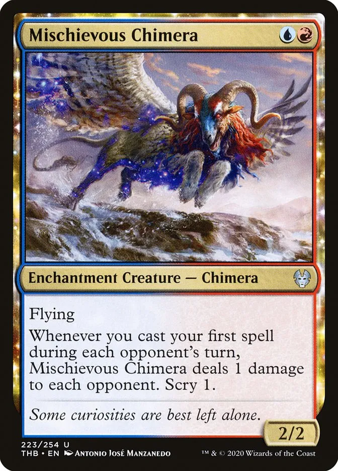 2020 Theros Beyond Death Mischievous Chimera #223 uncommon card image