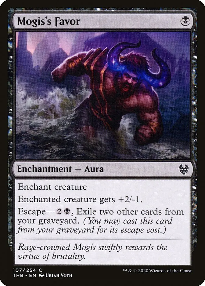 2020 Theros Beyond Death Mogis's Favor #107 common card image