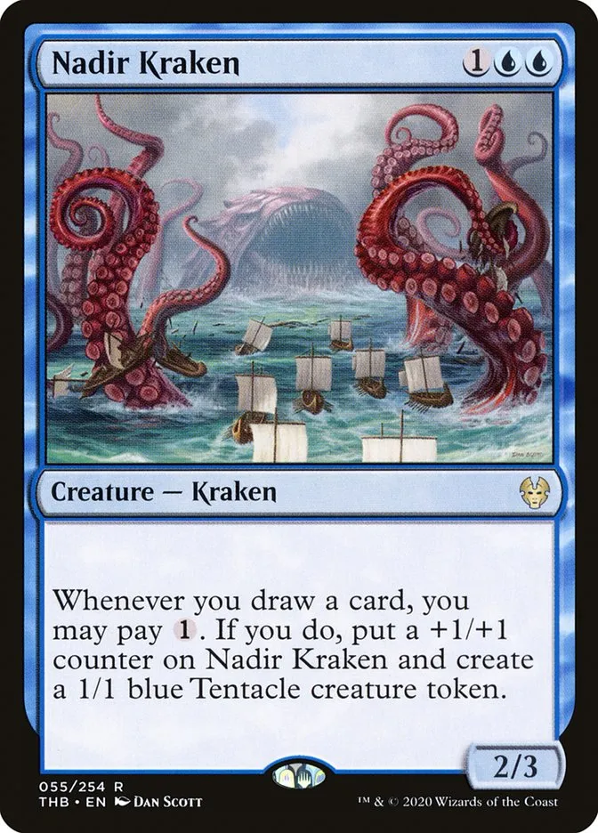 2020 Theros Beyond Death Nadir Kraken rare #55 rare card image