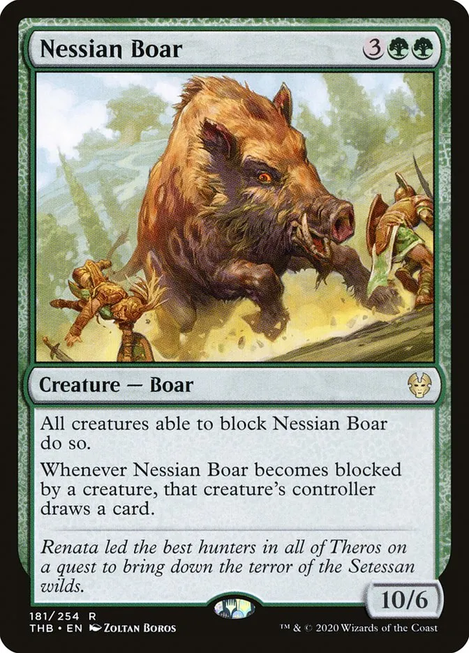 2020 Theros Beyond Death Nessian Boar #181 rare card image