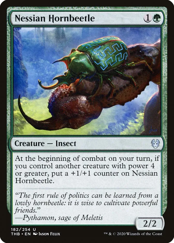 2020 Theros Beyond Death Nessian Hornbeetle #182 uncommon card image