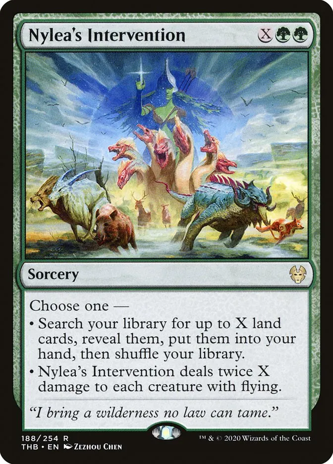2020 Theros Beyond Death Nylea's Intervention #188 rare card image