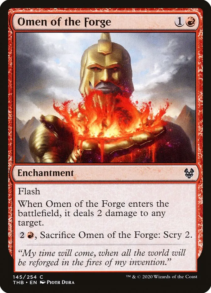2020 Theros Beyond Death Omen of the Forge #145 common card image