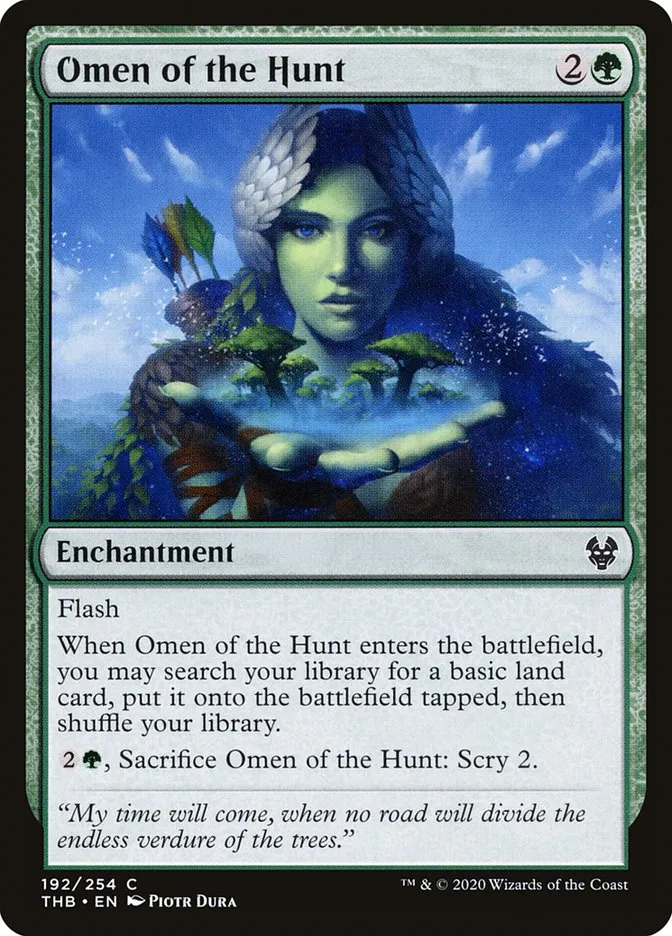 2020 Theros Beyond Death Omen of the Hunt #192 common card image