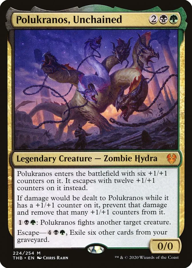2020 Theros Beyond Death Polukranos, Unchained #224 mythic card image