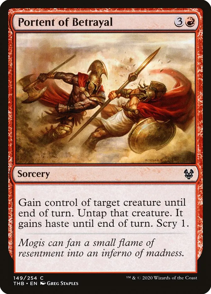 2020 Theros Beyond Death Portent of Betrayal #149 common card image