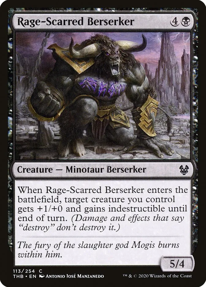 2020 Theros Beyond Death Rage-Scarred Berserker #113 common card image