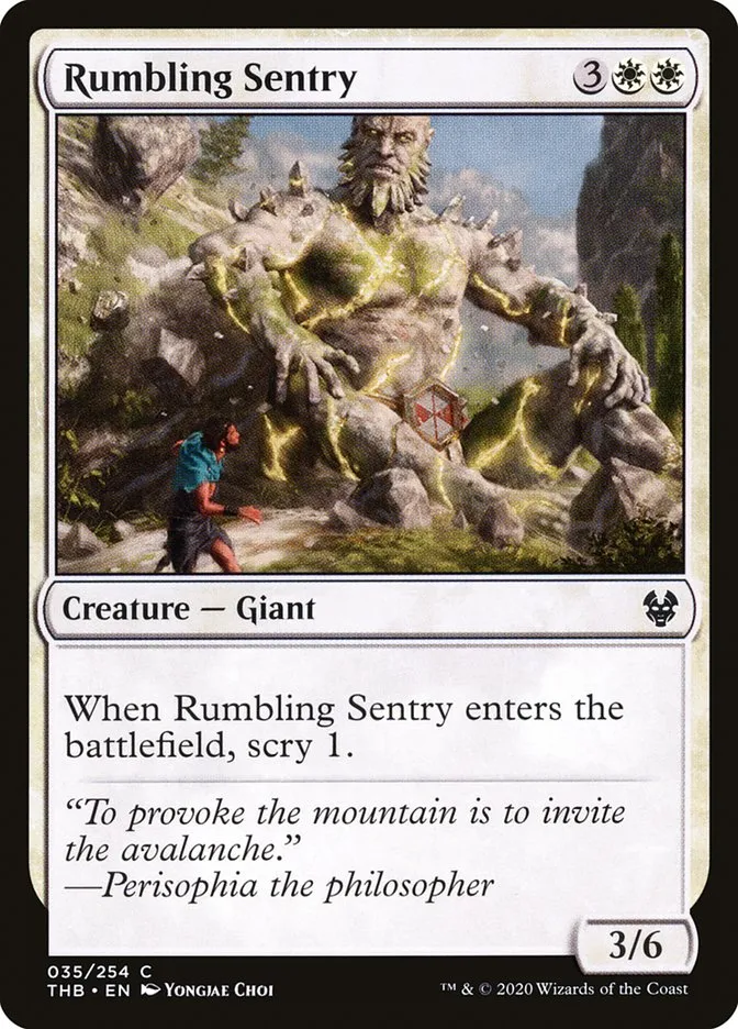 2020 Theros Beyond Death Rumbling Sentry common #35 common card image