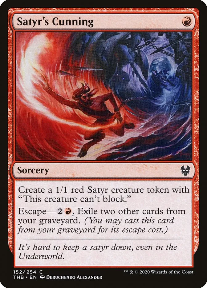 2020 Theros Beyond Death Satyr's Cunning #152 common card image