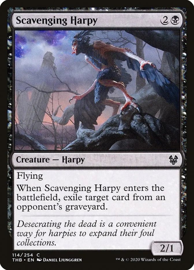 2020 Theros Beyond Death Scavenging Harpy #114 common card image