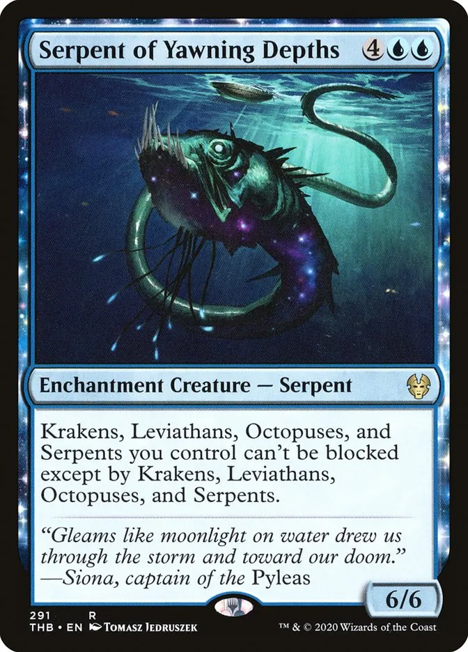 2020 Theros Beyond Death Serpent of Yawning Depths #291 rare card image