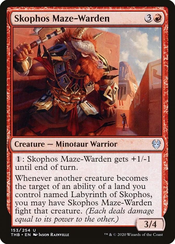 2020 Theros Beyond Death Skophos Maze-Warden #153 uncommon card image