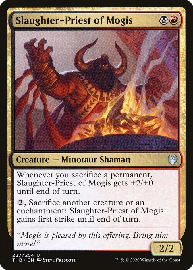 2020 Theros Beyond Death Slaughter-Priest of Mogis #227 uncommon card image