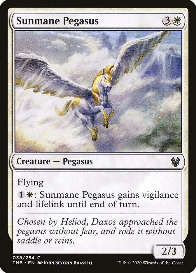 2020 Theros Beyond Death Sunmane Pegasus common #38 common card image