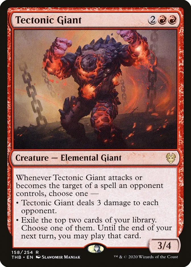 2020 Theros Beyond Death Tectonic Giant #158 rare card image