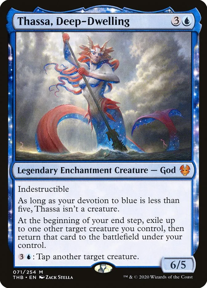 2020 Theros Beyond Death Thassa, Deep-Dwelling mythic #71 mythic card image