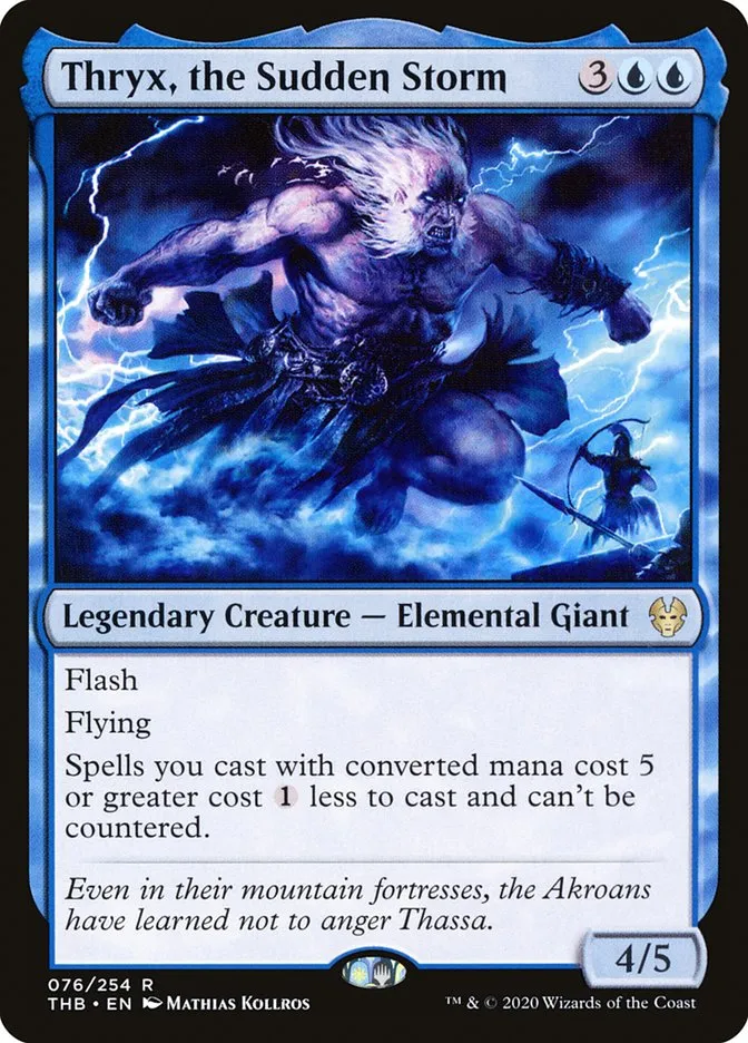 2020 Theros Beyond Death Thryx, the Sudden Storm rare #76 rare card image