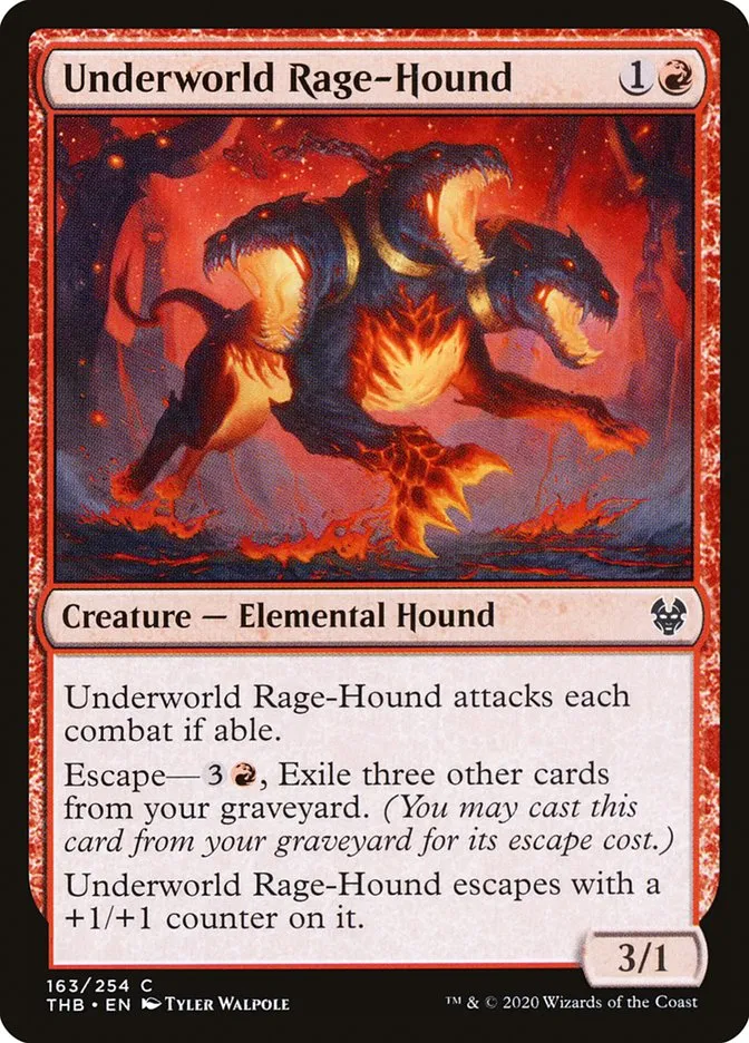 2020 Theros Beyond Death Underworld Rage-Hound #163 common card image