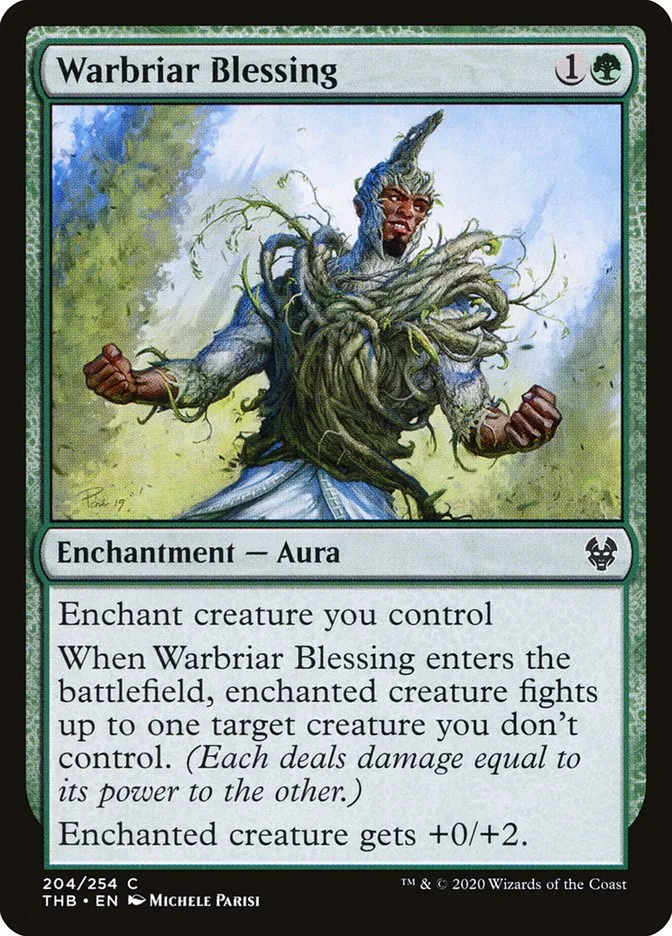 2020 Theros Beyond Death Warbriar Blessing common #204 common card image