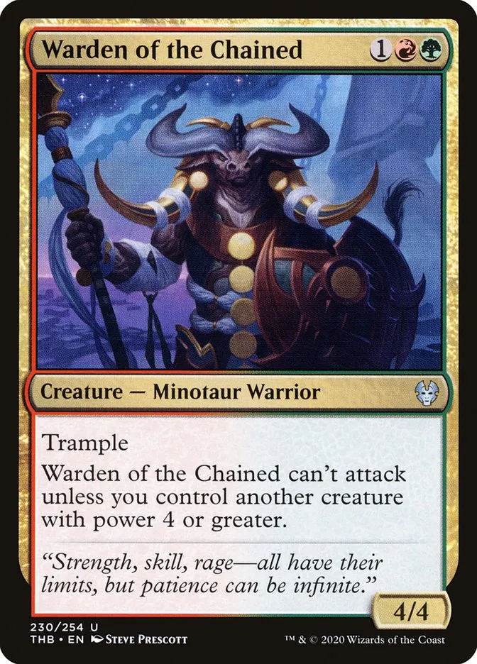 2020 Theros Beyond Death Warden of the Chained #230 uncommon card image